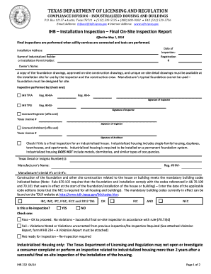 Texas Industrialized Housing Final Inspection Report