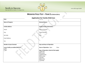 Washington State Family Child Care Application