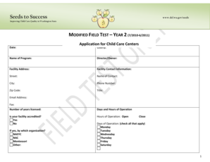 Application for Child Care Centers