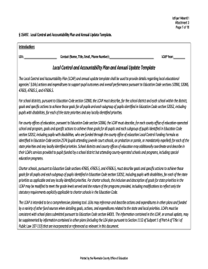 Local Control and Accountability Plan Template