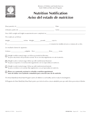 Aviso del estado de nutricion