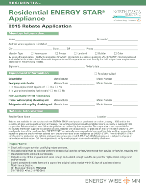 Residential ENERGY STAR Appliance Rebate Application
