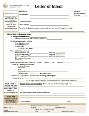 Letter of Intent for Donation