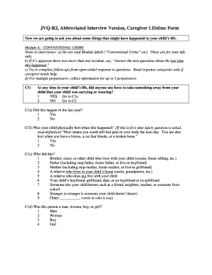 Caregiver Lifetime Form JVQ-R2
