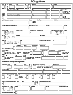 Avon Appointment Form