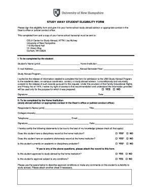 Study Away Student Eligibility Form