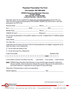 Physician Prescription Fax Form