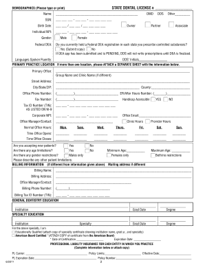 Dental Credentialing Application