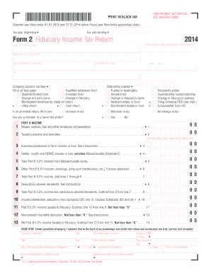 Massachusetts Fiduciary Income Tax Return 2014