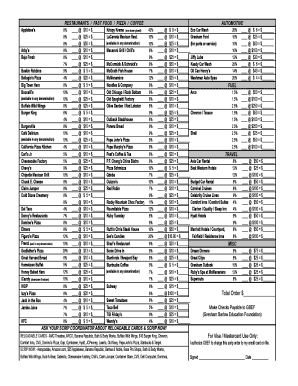 Gresham Barlow Education Foundation Scrip Order Form