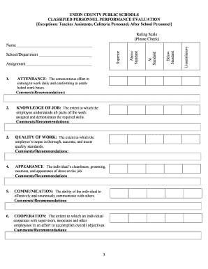 Classified Personnel Performance Evaluation