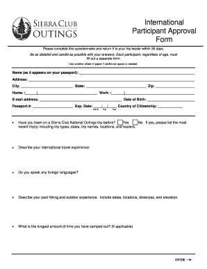 International Participant Approval Form