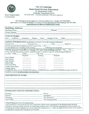 Massachusetts Construction Permit Application