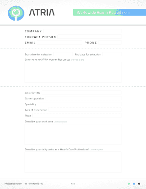 Healthcare Professional Job Application Form