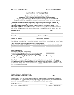 Boy Scouts of America Campership Application