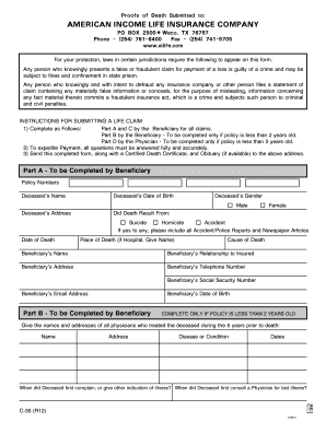 American Income Life Insurance Death Claim Form