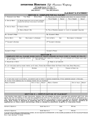 Investors Heritage Life Insurance Claim Form