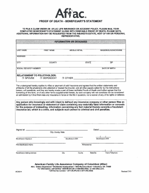 Aflac Life Insurance Beneficiary Statement