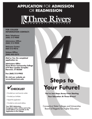 Three Rivers Community College Admission Application
