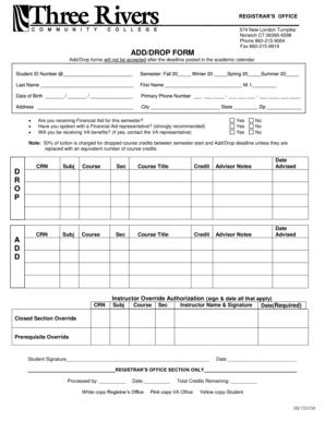 Add/Drop Form