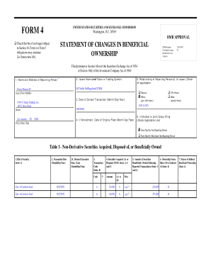 SEC Form 4 Statement of Changes in Beneficial Ownership