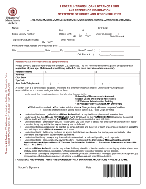 Federal Perkins Loan Entrance Form