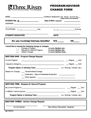 Student Program/Advisor Change Form