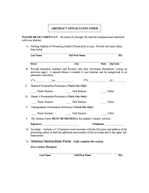 Abstract Application Form