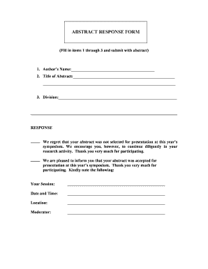 Abstract Response Form