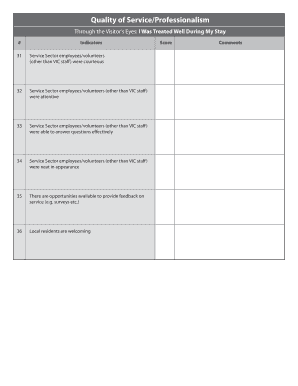Visitor Service Feedback Form