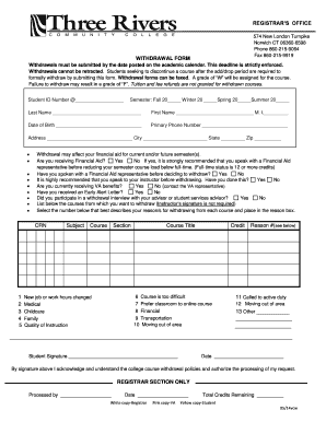Student Course Withdrawal Form
