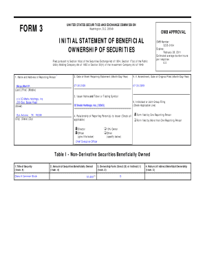 Form 3 Beneficial Ownership Statement