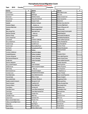 Pennsylvania Annual Migration Count Form
