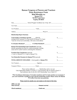Kansas PTA Dues Remittance Form