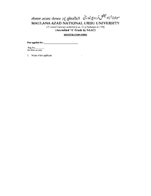 Maulana Azad National Urdu University Registration Form