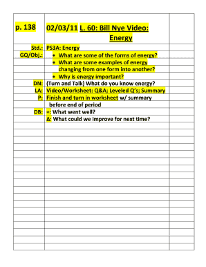 Bill Nye Energy Worksheet