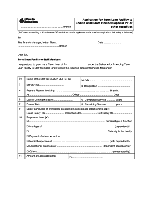 Application for Term Loan Facility