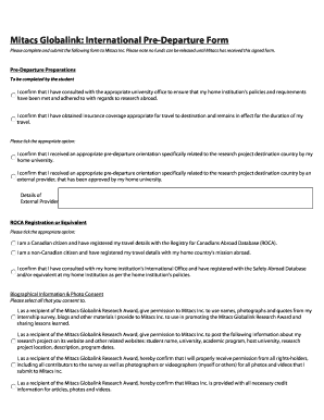 Mitacs Globalink Pre-Departure Form