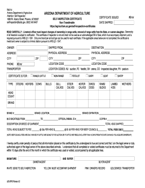 Arizona Self-Inspection Certificate