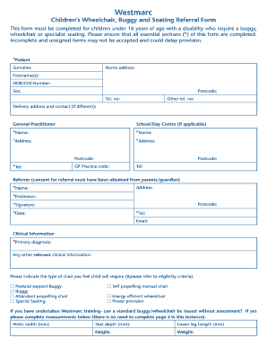 Children’s Wheelchair and Seating Referral Form