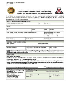 Arizona GHP/GAP Certification Cost Share Application