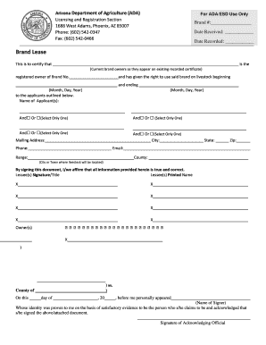 Arizona Brand Lease Agreement