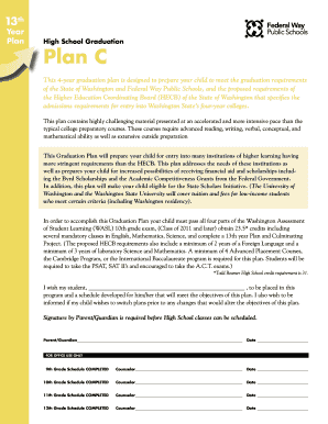 Washington 13th Year Plan Graduation Form