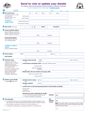 Australian Voter Enrolment Form
