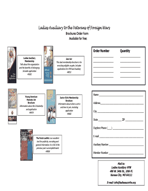 Ladies Auxiliary VFW Brochures Order Form