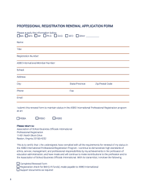 Professional Registration Renewal Application