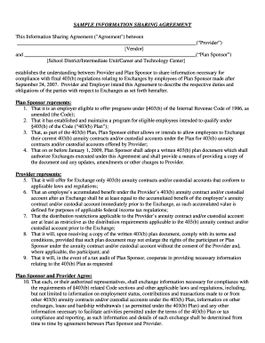 Information Sharing Agreement for 403(b) Plan Exchanges