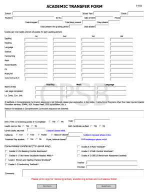 Academic Transfer Form E-102