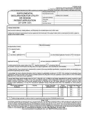 Supplemental Declaration for Utility or Design Patent Application