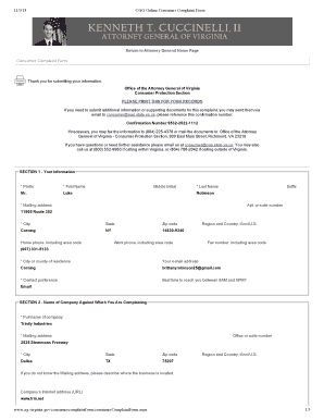 Virginia Consumer Complaint Form